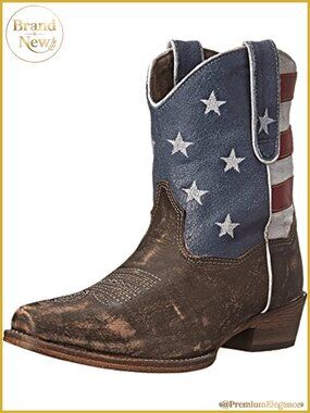 Distressed Round Toe Western Cowboy Boots Ankle Low Heel 1-2 in